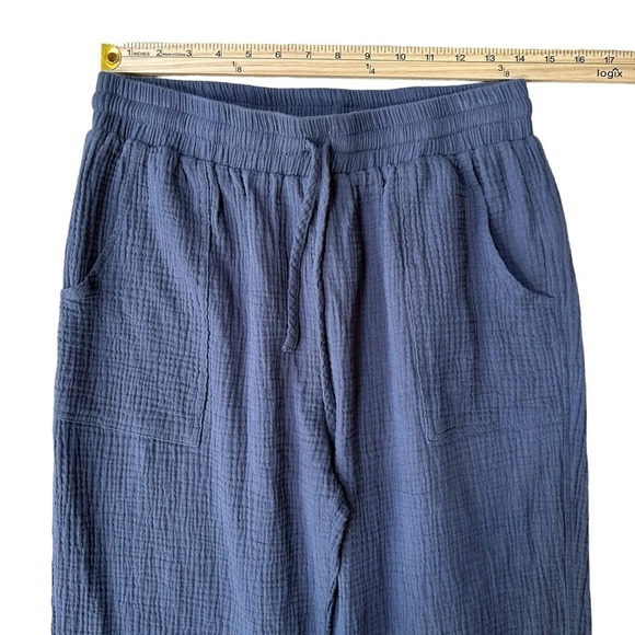 Pinch | Lightweight Cotton Gauzey Muslin Joggers in Blue, Size Large - Picture 3 of 7
